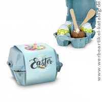 Gefüllte Schokoladen-Ostereier im Karton, Kundengeschenke für Ostern! 