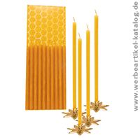 Bienenwachs-Adventslichter als Weihnachtsgeschenk für Kunden und Mitarbeiter, bedruckt mit Ihrem Logo!   
