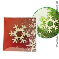 Kristall Päckchen, mit einem Eiskristall Holzornament als Werbeartikel Weihnachten in Erinnerung bleiben! 