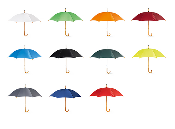Cala Regenschirm mit Holzgriff - als Werbeartikel mit Ihrem Logo bedruckt. 