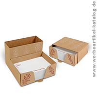 PURE notes Kartonbox, nachhaltige und praktische Zettelbox als Werbeartikel fr Bro und Schreibtisch.  
