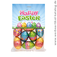Schoko-Eier im Ttchen- se Oster Werbeartikel mit Ihrem Logo auf dem Reiter! 