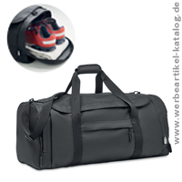 VALLEY DUFFLE aus 300D-RPET-Polyester - wenn Sie eine grosse Sport,-oder Reisetasche mit Ihrem Logo verschenken wollen.