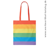 BOREALIS - regenbogenfarbige Einkaufstasche,  ein Werlbeartikel der u.a. fr mehr Toleranz und Menschrechte eingesetzt werden kann
