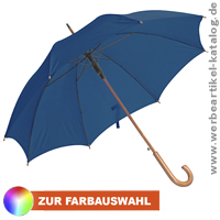 Regenschirm mit gebogenem Holzgriff, ein Werbeartikel der Sie nicht im Regen stehen läßt !  