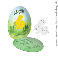 Klappkärtchen Ei, biologisch abbaubarer Werbeartikel für Ihr Mailing an Ostern!