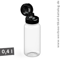 Trinkflasche Sports klar-transparent 0,4 l, perfekter Werbeartikel fÃ¼r Kindergarten, Schule, Freizeit und Sport! 