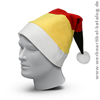 Weihnachtsmütze Deutschland - eine klassische Nikolausmütze in Deutschlandfarben - origineller Fanartikel!