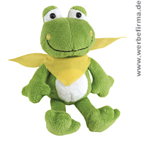 Plüsch Frosch Bernd - Werbemittel mit bedrucktem Halstuch (lose beigelegt). Plüsch Frosch Bernd - Werbemittel mit bedrucktem Halstuch (lose beigelegt).