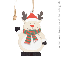 Geschenkanhnger oder Baumanhnger Wooden Elk als Werbeartikel fr Weihnachten!