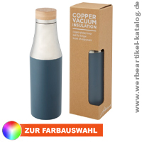 Hulan 540 ml Kupfer-Vakuum Isolierflasche mit Bambusdeckel als Kundengeschenk mit Ihrem Logo!