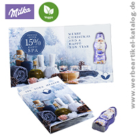 Süßes Briefchen mit Milka Mini Weihnachtsmann, als Streuartikel mit Ihrem Branding!