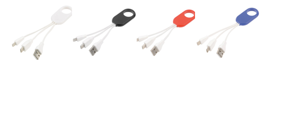 Ladekabel GET THREE, Werbemittel zum Aufladen von elektronischen Geräten Ladekabel GET THREE, Werbemittel zum Aufladen von elektronischen Geräten