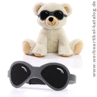 Sonnenbrille für Plüschtiere - ein Werbeartikel, mit dem Sie Stofftieren einen besonders coolen Look verpassen können! 