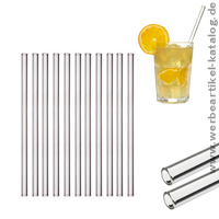 Trinkhalme aus Glas GlasWerk MEDIUM, 10-er Set, Werbemittel Alternative zum Plastiktrinkhalm!