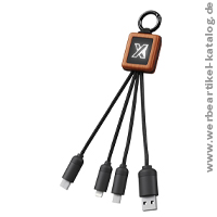 SCX.design C19 Easy to Use Kabel aus Holz mit Leuchtlogo, als Werbegeschenk mit Ihrem Logo!