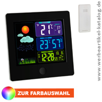 Funk-Wetterstation mit Farbdisplay SUN, dekoratives Kundenprsent mit Ihrem Logo!