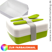 Bio-Snack-Box Lunch mit Trennfach oder Zwischenplatte & Besteck, Werbeartikel Made in Germany! 