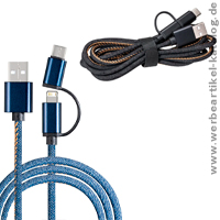 3-in-1 Ladekabel REEVES-DENIM, bedruckte Ladekabel als Werbeartikel! 