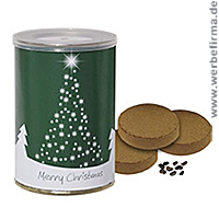 Weihnachtsbaum Dose - Firmengeschenke mit Ihrer Werbung. Weihnachtsbaum Dose - Firmengeschenke mit Ihrer Werbung.