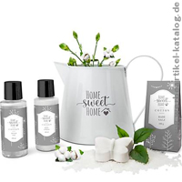 Wellness Geschenkset Home Sweet Home, eine Gießkanne als Werbegeschenk voller Wohlfühlmomente! 