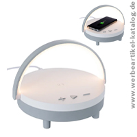 REEVES-BOURVILLE,  Wireless Lautsprecher inkl 15 Watt Wireless Charger mit Licht, als Werbegeschenk mit Ihrem Logo.