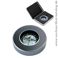 Kompass RE98-NORTH als Werbegeschenk mit einer Lasergravur auf der Aluminium Geschenkbox! 