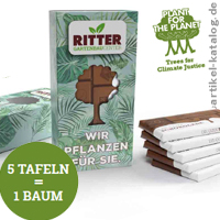 5ER DIE GUTE SCHOKOLADE in Werbekartonage, als Kundenpräsent mit Ihrem Branding!