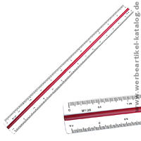 Kunststoff Dreikantlineal 30 cm, als Werbeartikel mit Ihrem Logo im Siebddruck oder Digitaldruck. 