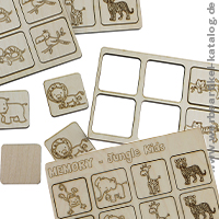 HOLZ-MEMORY - JUNGLE KIDS, Kinder Werbemittel mit bildschnen Tiermotiven.