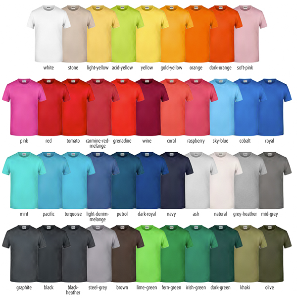 Bedruckte T-Shirts in grosser Farbauswahl - Basic T. Bedruckte T-Shirts in grosser Farbauswahl - Basic T.