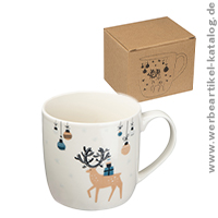 Tasse mit Weihnachtsmotiv als Werbegeschenk Weihnachten. 