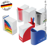 Designer-Zettelbox mit integriertem Köcher, als Werbemittel mit Ihrem Logo bedruckt! 