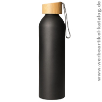 Aluminiumflasche Bamboo 0,6 l mit Ihrem Branding per Lasergravur oder Druck!