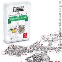 Ausmalkarten Buddha für Erwachsene - ein Werbeartikel zum Entspannen, bedruckt mit Ihrem eigenen Layout auf der Kartenrückseite