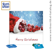 Bedruckter Adventskalender quadratisch, Motiv Geschenkesack - Werbeartikel Adventskalender.