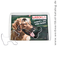 Backförmchen-Box-Hund - mit einem Backförmchen in Hund-oder Knochenform. Backförmchen-Box-Hund - mit einem Backförmchen in Hund-oder Knochenform.