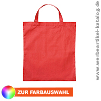 Baumwolltasche, kurze Henkel, farbig, mit Werbung