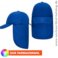 6 Panel Cap mit extra langem Nackenschutz, als Werbeartikel mit Ihrem Logo! 