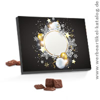 Schokoladen Adventskalender Weihnachtskugeln, bedruckt mit Ihrem Logo