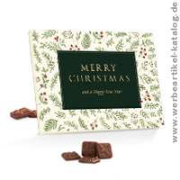Schokoladen Adventskalender bedruckt als Weihnachtsgeschenk für Kunden - der Classic Tisch Adventskalender mit dem Standardmotiv Mistletoe und Ihrem zusätzlichen Druck. Schokoladen Adventskalender bedruckt als Weihnachtsgeschenk für Kunden - der Classic Tisch Adventskalender mit dem Standardmotiv Mistletoe und Ihrem zusätzlichen Druck.