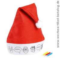 COLOURFUL HAT - Filz Weihnachtsmannmütze mit Motiv zum Ausmalen, als Werbeartikel Weihnachten! 