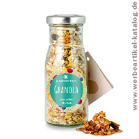 DIY Flasche Granola als Werbegeschenk mit Ihrer individuellen Werbung! 