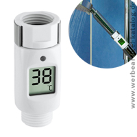 Digitales Duschthermometer, Werbeartikel zum Kontrollieren der Wasertemperatur.
