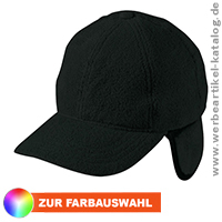 Fleecemütze mit ausklappbarem Ohrenschutz - warmes Kundengeschenk für den Winter.