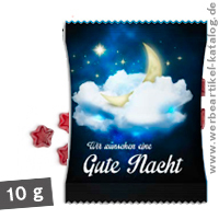 Fruchtgummi Standard - mit Motiv Gute Nacht als Streuartikel für Ihre Kunden. Fruchtgummi Standard - mit Motiv Gute Nacht als Streuartikel für Ihre Kunden.