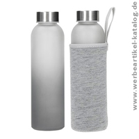 Glasflasche mit Hülle Iced 0,5 l als Werbegeschenk mit Ihrem Logo! . Glasflasche mit Hülle Iced 0,5 l als Werbegeschenk mit Ihrem Logo! .