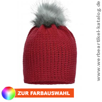 Häckelmütze mit Pompon - Fine Crocheted Beanie, als Winter Werbeartikel!  