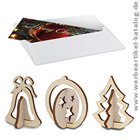 Holzfiguren-Karte, Werbemittel Grußkarte Weihnachten mit 3D Effekt Holzfiguren-Karte, Werbemittel Grußkarte Weihnachten mit 3D Effekt