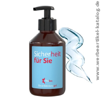 Hände-Desinfektionsgel, 250 ml Pumpspender als Werbegeschenk mit Ihrem Logo! Hände-Desinfektionsgel, 250 ml Pumpspender als Werbegeschenk mit Ihrem Logo!